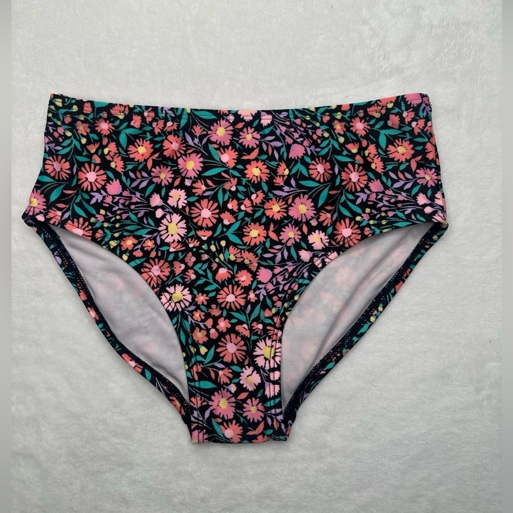 Art Class Girl’s Bikini Swim Bottom Floral Flower Print  Size M 8 Pink Purple Bl